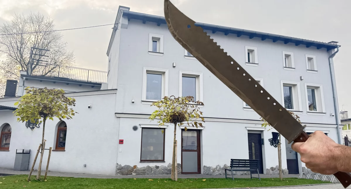 Policja , latek zaatakował maczetą - zdjęcie, fotografia