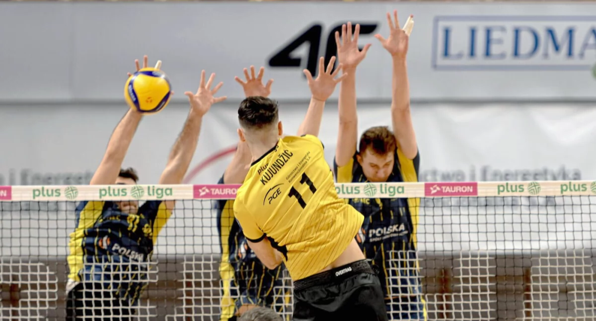 PGE GiEK Skra Bełchatów - PSG Stal Nysa 3:0. Atakuje Miran Kujundzić (PGE GiEK Skra Bełchatów)