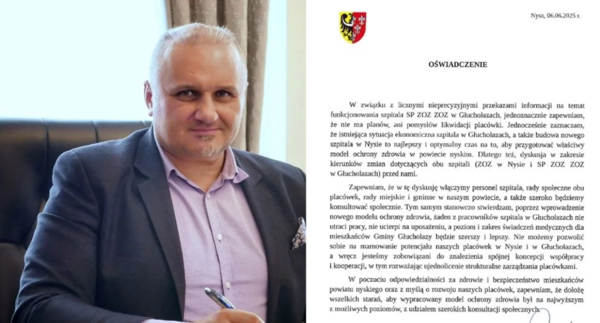Powiat Nyski, planów pomysłów likwidacji szpitala Głuchołazach Oświadczenie starosty - zdjęcie, fotografia