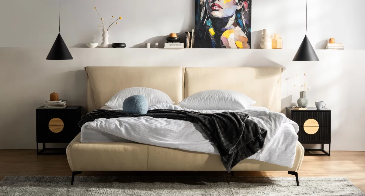 Artykuł sponsorowany, Aksamit welur bouclé Przegląd łóżek tapicerowanych wykończonych różnymi tkaninami - zdjęcie, fotografia