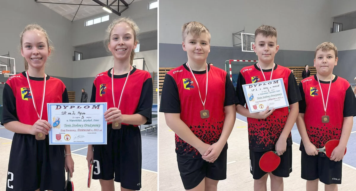 Reprezentanci Szkoły Podstawowej nr 2 z Oddziałami Mistrzostwa Sportowego w Nysie - Hania Gmernicka,  Zuzia Gmernicka, Mikołaj Łoś, Filip Kopcisz i Wojciech Hasiak