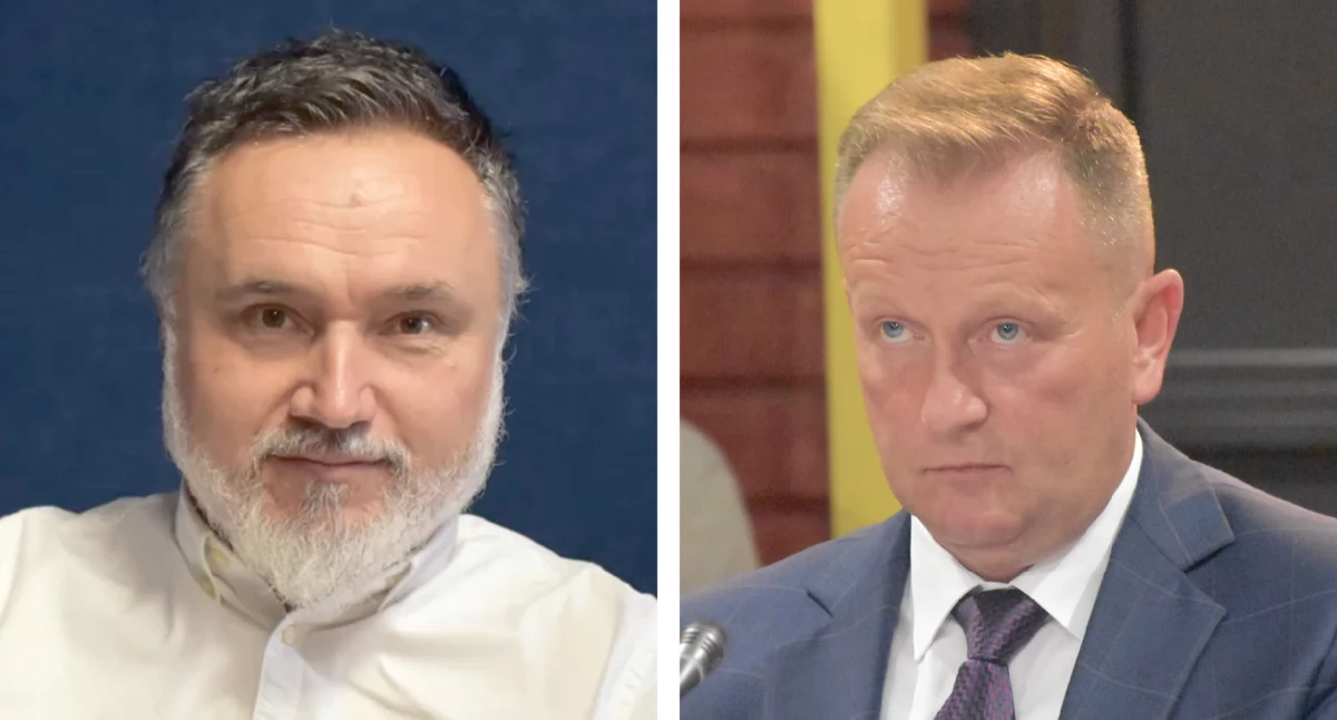Mateusz Klag (z lewej) zapowiedział złożenie pozwu sądowego przeciwko Gminie. Burmistrz Damian Nowakowski, stwierdził, że jego działania wynikały wyłącznie ze stanowiska mieszkańców sprzeciwiających się planom inwestora