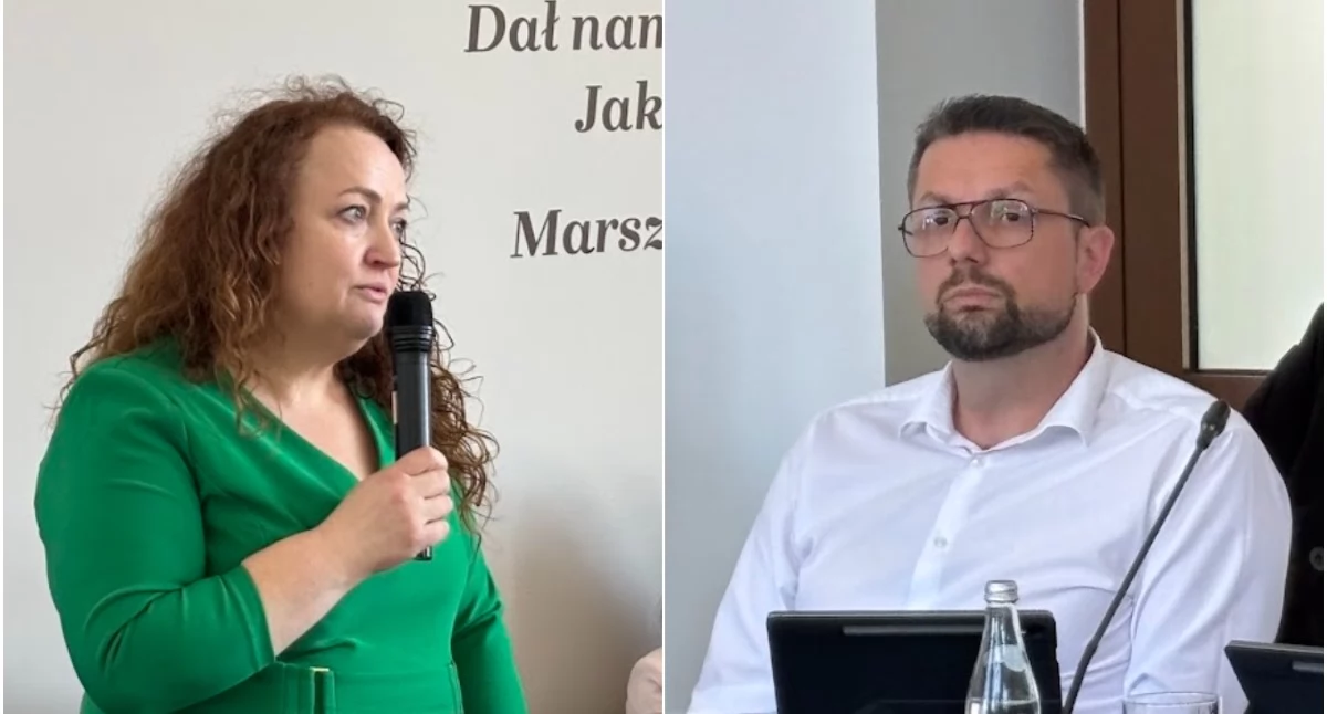 Prezes Akwy Edyta Peikert i menadżer Akwy Mariny Łukasz Bogdanowski, radny KWW Kordiana Kolbiarza 