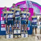 Na medalowym podium od lewej: Kamil Dębski, Patryk Szwaradzki, Dawid Ogórek, Adam...