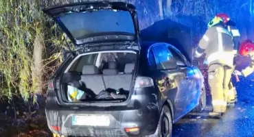 Pożar samochodu, obok mężczyzna z raną kłutą!  