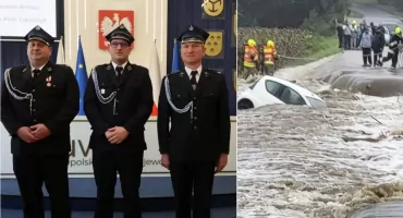 Strażacy OSP Kałków uhonorowani za uratowanie kobiety podczas powodzi w 2024 r. 