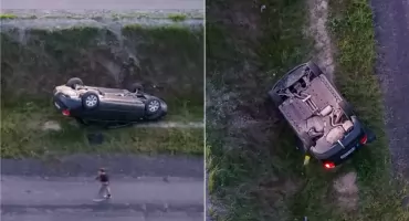 Dachował i uciekł? W samochodzie nie było kierowcy